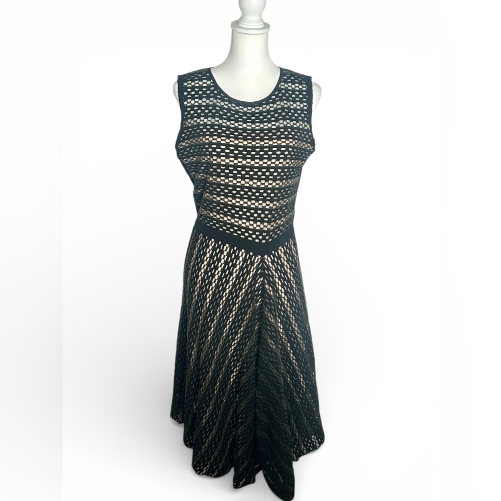 Escada Black and Tan Midi Dress made in Italy size medium flowy boho whimsigoth